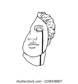vector illustration of a crying greek statue