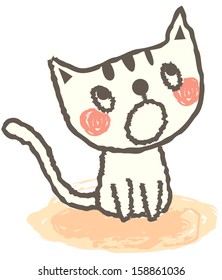 Vector illustration of crying kitten