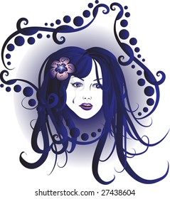 Vector illustration of crying young women in gothic style.