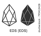 Vector illustration crypto coin icon on isolated white background EOS (EOS). Name of the crypto currency and the short trade name on the exchange. Digital currency