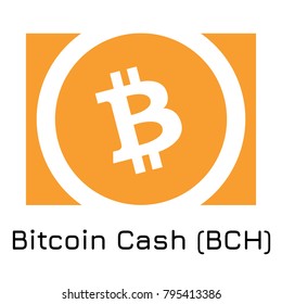 Vector illustration crypto coin icon on isolated white background Bitcoin Cash (BCH). Name of the crypto currency and the short trade name on the exchange. Digital currency