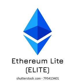 Vector illustration crypto coin icon on isolated white background Ethereum Lite (ELITE). Name of the crypto currency and the short trade name on the exchange. Digital currency