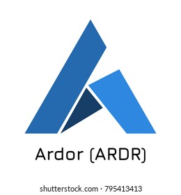 Vector illustration crypto coin icon on isolated white background Ardor (ARDR). Name of the crypto currency and the short trade name on the exchange. Digital currency
