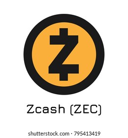 Vector illustration crypto coin icon on isolated white background Zcash (ZEC). Name of the crypto currency and the short trade name on the exchange. Digital currency