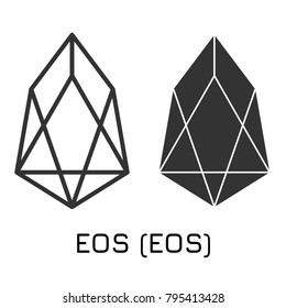 Vector illustration crypto coin icon on isolated white background EOS (EOS). Name of the crypto currency and the short trade name on the exchange. Digital currency