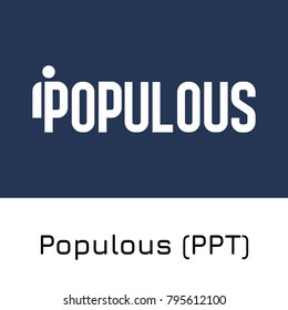 Vector illustration crypto coin icon on isolated white background Populous (PPT). Name of the crypto currency and the short trade name on the exchange. Digital currency