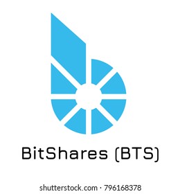 Vector illustration crypto coin icon on isolated white background BitShares (BTS). Name of the crypto currency and the short trade name on the exchange. Digital currency