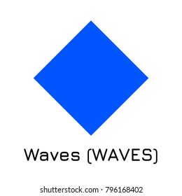 Vector illustration crypto coin icon on isolated white background Waves (WAVES). Name of the crypto currency and the short trade name on the exchange. Digital currency