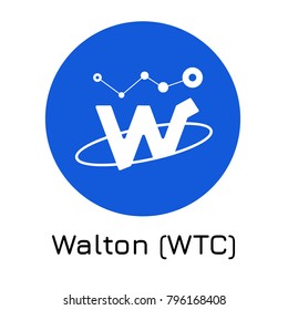 Vector illustration crypto coin icon on isolated white background Walton (WTC). Name of the crypto currency and the short trade name on the exchange. Digital currency