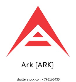 Vector illustration crypto coin icon on isolated white background Ark (ARK). Name of the crypto currency and the short trade name on the exchange. Digital currency