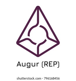 Vector illustration crypto coin icon on isolated white background Augur (REP). Name of the crypto currency and the short trade name on the exchange. Digital currency