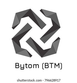 Vector illustration crypto coin icon on isolated white background Bytom (BTM). Name of the crypto currency and the short trade name on the exchange. Digital currency