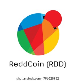 Vector illustration crypto coin icon on isolated white background ReddCoin (RDD). Name of the crypto currency and the short trade name on the exchange. Digital currency
