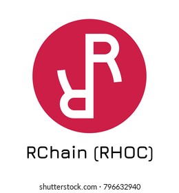 Vector illustration crypto coin icon on isolated white background RChain (RHOC). Name of the crypto currency and the short trade name on the exchange. Digital currency