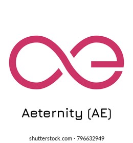 Vector illustration crypto coin icon on isolated white background Aeternity (AE). Name of the crypto currency and the short trade name on the exchange. Digital currency