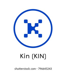 Vector illustration crypto coin icon on isolated white background Kin (KIN). Name of the crypto currency and the short trade name on the exchange. Digital currency