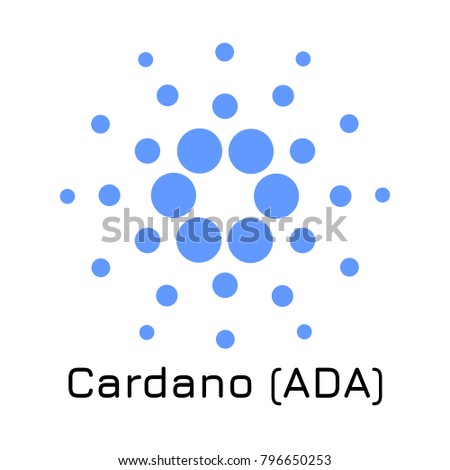 Vector illustration crypto coin icon on isolated white background Cardano (ADA). Name of the crypto currency and the short trade name on the exchange. Digital currency