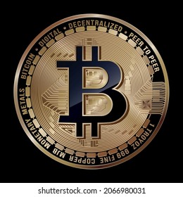 
Vector illustration. Crypto currency. Bitcoin. Concept e-commerce. Golden coin on black background. Suitable for use for logos, print products, pages and web decor or other designs.
