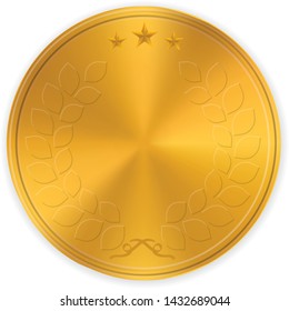 Vector illustration. Crypto currency with copy space. Coin in gold tones.