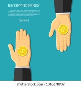 Vector illustration. Crypto currency information. Background for advertising electronic money. New technologies. Currency exchange in a flat style.