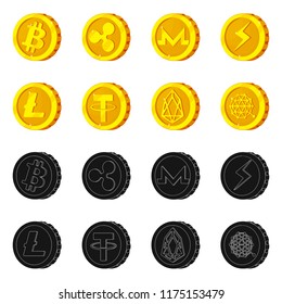 Vector illustration of cryptocurrency and coin icon. Collection of cryptocurrency and crypto stock symbol for web.