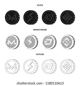 Vector illustration of cryptocurrency and coin icon. Set of cryptocurrency and crypto stock vector illustration.