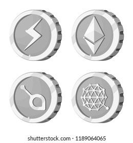 Vector illustration of cryptocurrency and coin icon. Collection of cryptocurrency and crypto stock vector illustration.