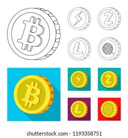 Vector illustration of cryptocurrency and coin icon. Set of cryptocurrency and crypto stock vector illustration.
