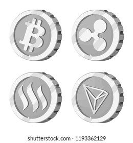 Vector illustration of cryptocurrency and coin icon. Collection of cryptocurrency and crypto vector icon for stock.