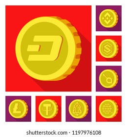 Vector illustration of cryptocurrency and coin icon. Collection of cryptocurrency and crypto vector icon for stock.