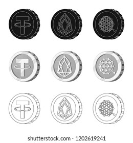 Vector illustration of cryptocurrency and coin icon. Collection of cryptocurrency and crypto stock symbol for web.