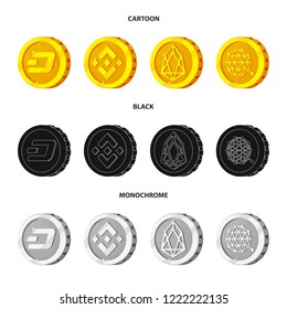 Vector illustration of cryptocurrency and coin icon. Set of cryptocurrency and crypto stock vector illustration.