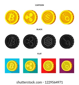 Vector illustration of cryptocurrency and coin icon. Collection of cryptocurrency and crypto vector icon for stock.