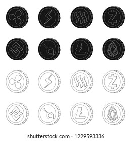Vector illustration of cryptocurrency and coin icon. Collection of cryptocurrency and crypto stock vector illustration.