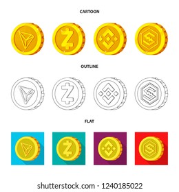 Vector illustration of cryptocurrency and coin icon. Set of cryptocurrency and crypto stock vector illustration.