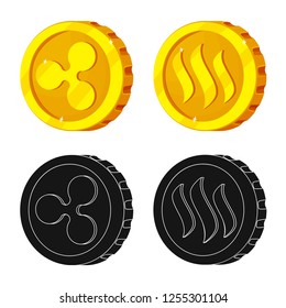 Vector illustration of cryptocurrency and coin icon. Collection of cryptocurrency and crypto stock symbol for web.