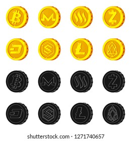 Vector illustration of cryptocurrency and coin icon. Set of cryptocurrency and crypto stock vector illustration.