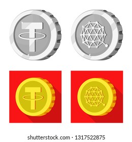 Vector illustration of cryptocurrency and coin icon. Set of cryptocurrency and crypto stock vector illustration.