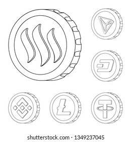 Vector illustration of cryptocurrency and coin icon. Set of cryptocurrency and crypto stock vector illustration.