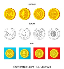 Vector illustration of cryptocurrency and coin icon. Collection of cryptocurrency and crypto stock symbol for web.