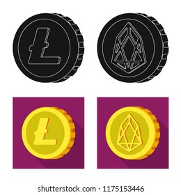 Vector illustration of cryptocurrency and coin logo. Collection of cryptocurrency and crypto stock vector illustration.