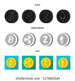 Vector illustration of cryptocurrency and coin logo. Set of cryptocurrency and crypto stock vector illustration.