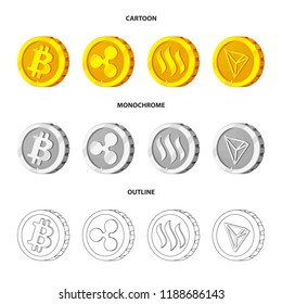 Vector illustration of cryptocurrency and coin logo. Collection of cryptocurrency and crypto vector icon for stock.