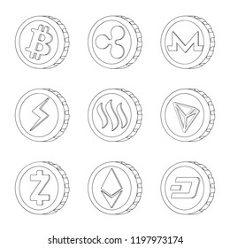 Vector illustration of cryptocurrency and coin logo. Collection of cryptocurrency and crypto stock vector illustration.