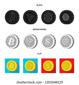 Vector illustration of cryptocurrency and coin logo. Collection of cryptocurrency and crypto stock vector illustration.
