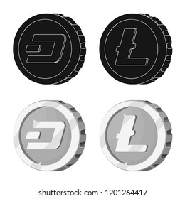 Vector illustration of cryptocurrency and coin logo. Set of cryptocurrency and crypto stock vector illustration.