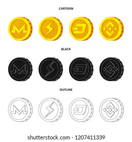 Vector illustration of cryptocurrency and coin logo. Set of cryptocurrency and crypto stock symbol for web.