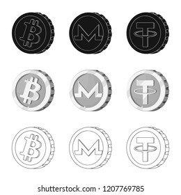 Vector illustration of cryptocurrency and coin logo. Collection of cryptocurrency and crypto stock symbol for web.