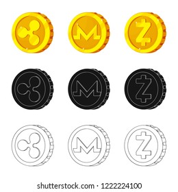 Vector illustration of cryptocurrency and coin logo. Collection of cryptocurrency and crypto stock vector illustration.