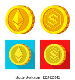 Vector illustration of cryptocurrency and coin logo. Set of cryptocurrency and crypto vector icon for stock.